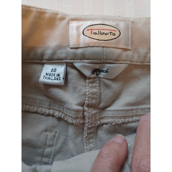 Talbots vintage wide leg khaki pants 10 cotton stretch pockets button accents - Picture 5 of 10